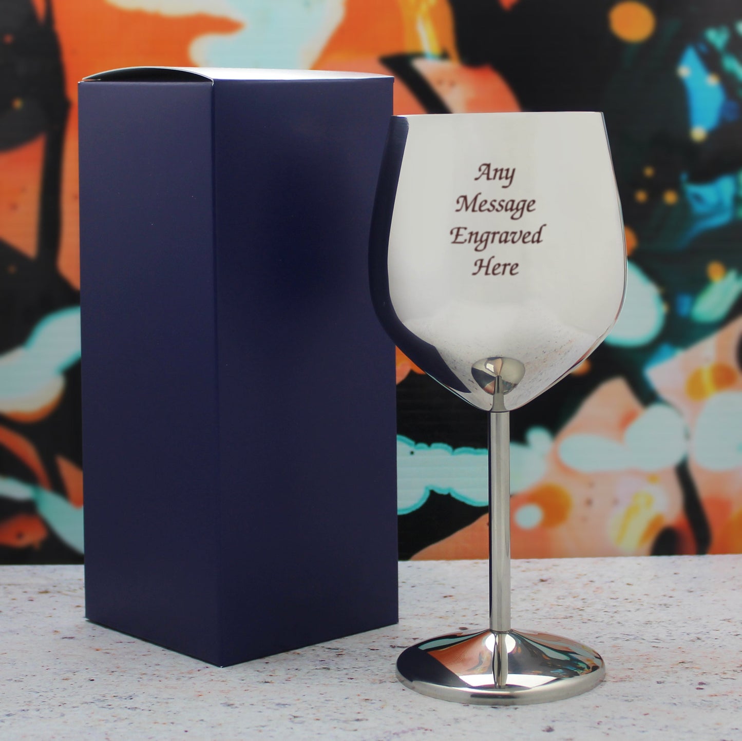 Engraved Silver Metal Wine Glass