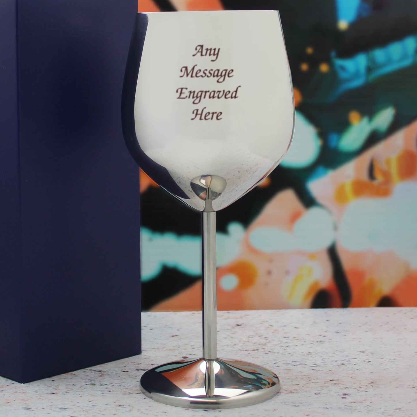 Engraved Silver Metal Wine Glass