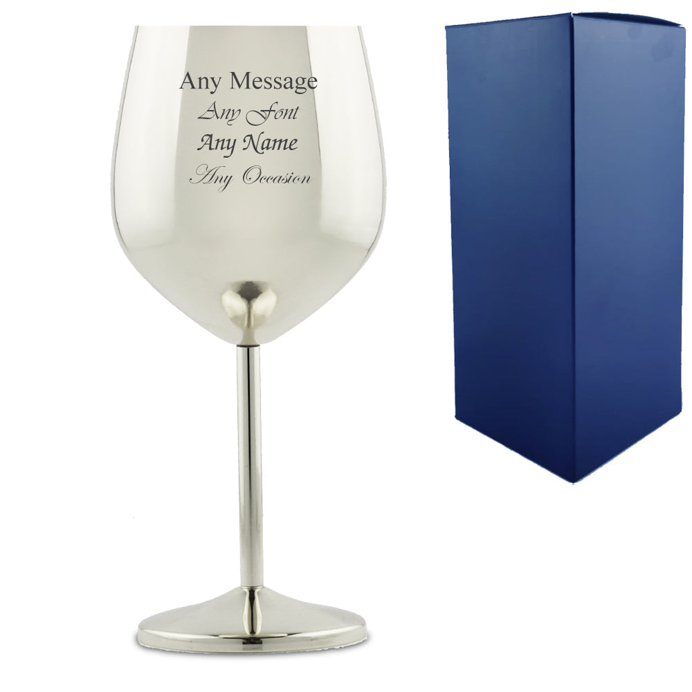 Engraved Silver Metal Wine Glass