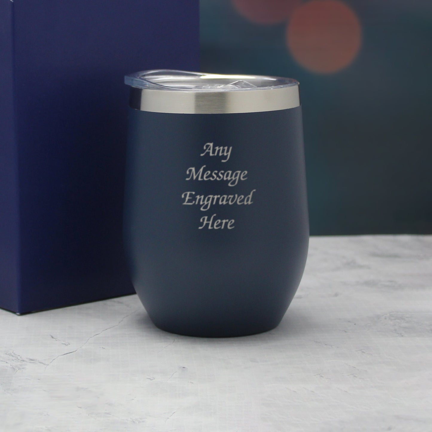Engraved Dark Blue Insulated Travel Cup