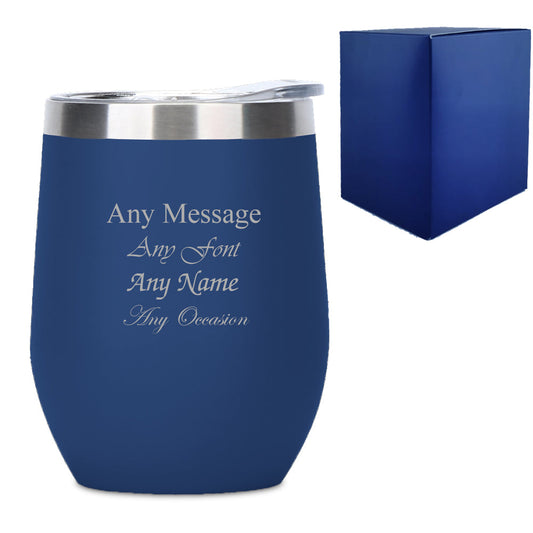 Engraved Dark Blue Insulated Travel Cup
