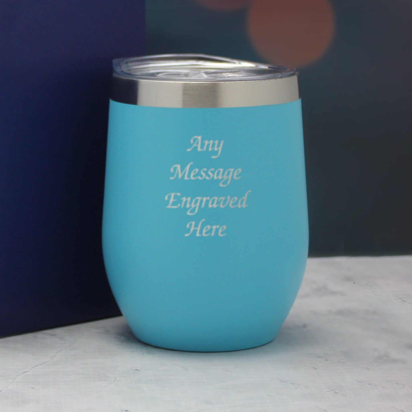 Engraved Light Blue Insulated Travel Cup