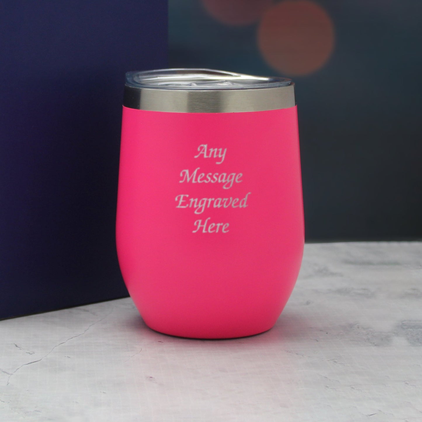 Engraved Neon Pink Insulated Travel Cup