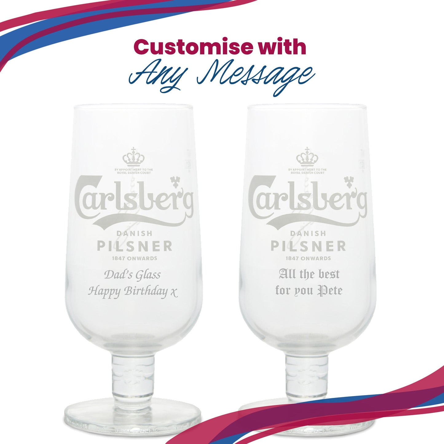 Engraved Carlsberg Chalice Pint Glass