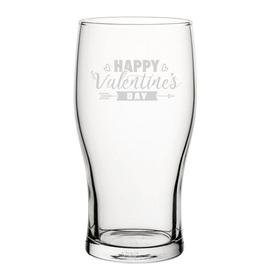 Happy Valentine's Day Classic Design - Engraved Novelty Tulip Pint Glass