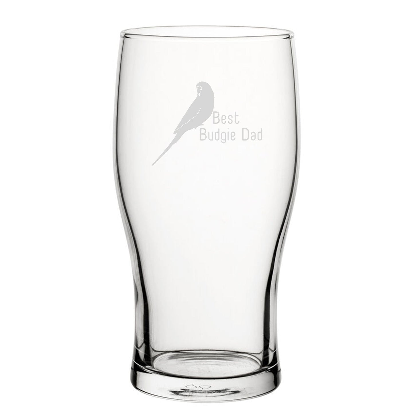 Best Budgie Parent - Engraved Novelty Tulip Pint Glass TEST