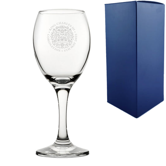 Engraved Commemorative Coronation of the King White Wine Glass