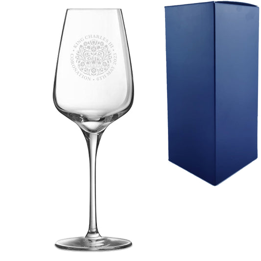 Engraved Commemorative Coronation of the King Red Wine Glass