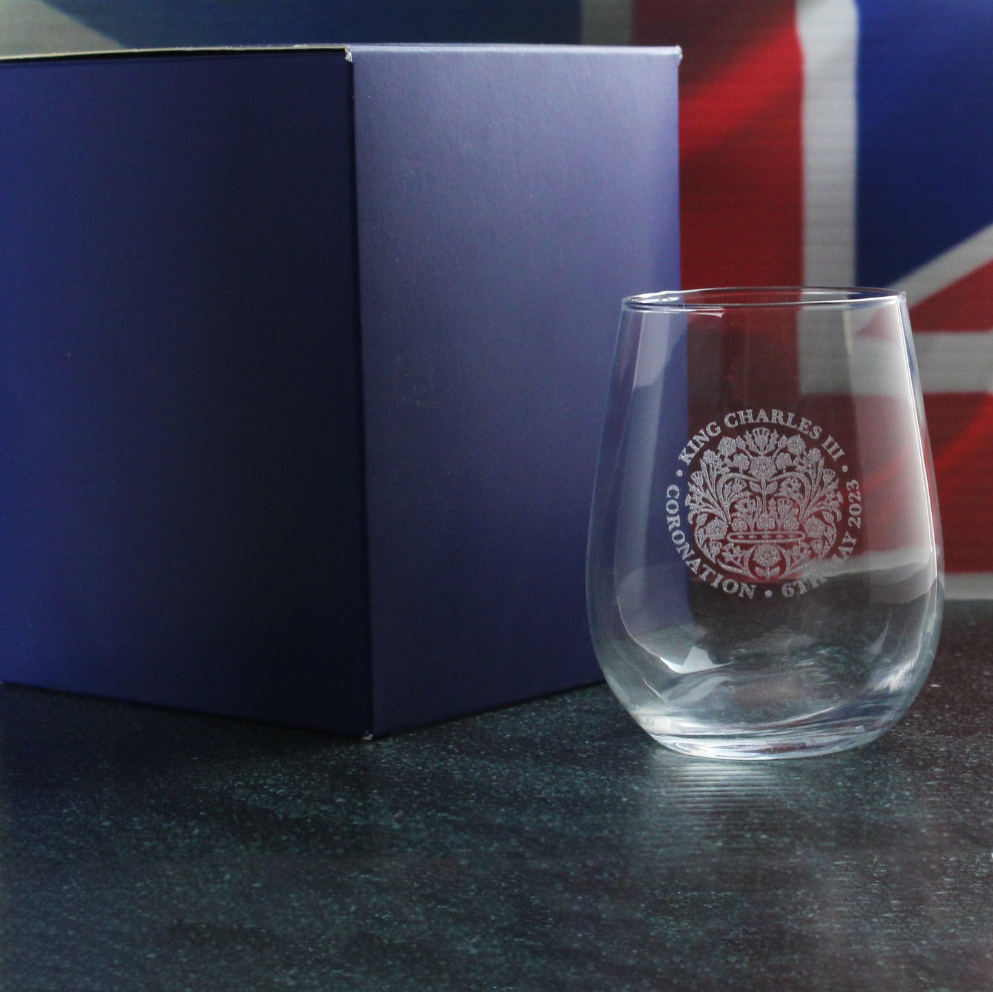Engraved Commemorative Coronation of the King Stemless Tumbler