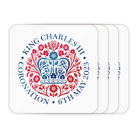 Printed Commemorative Coronation of the King Set of 4 Drinks Coasters