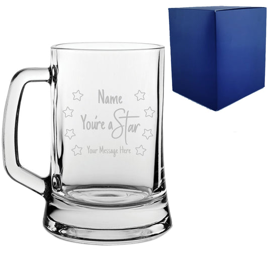 Engraved Beer Mug Stein with You're A Star Design