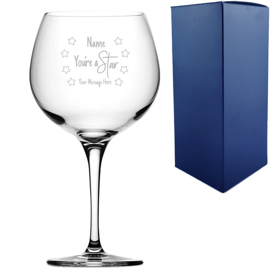 Engraved Gin Cocktail Glass with You're A Star Design