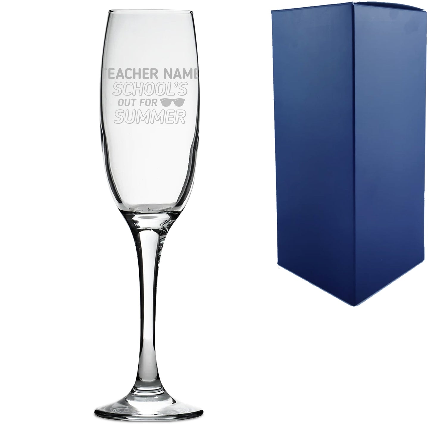Engraved Teacher Champagne Flute with School's Out For Summer Design