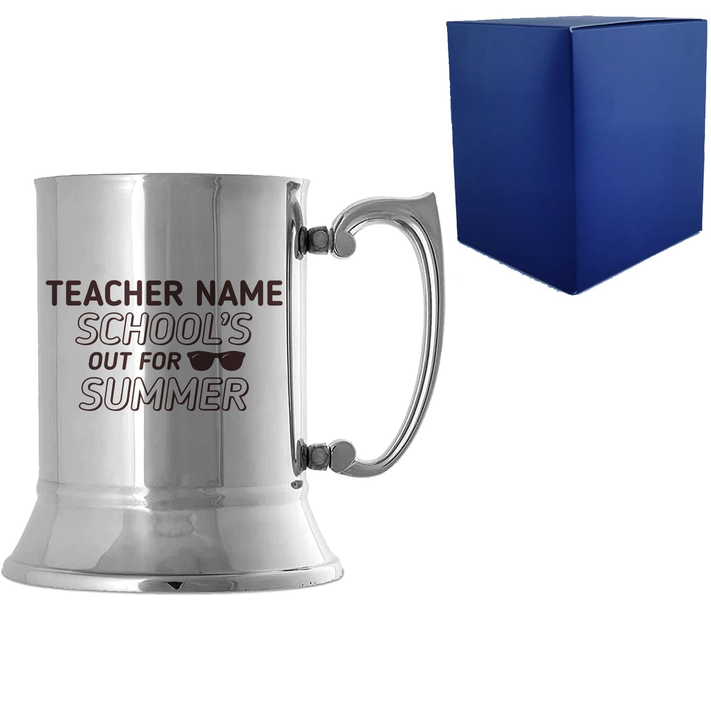 Engraved Teacher Metal Tankard with School's Out For Summer Design