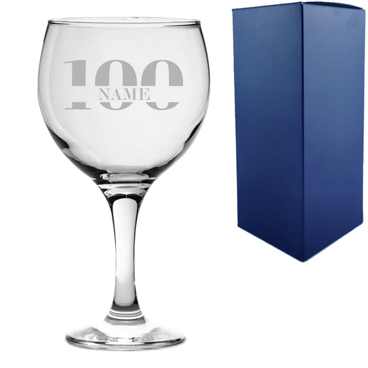 Engraved Gin Balloon Cocktail Glass with Name in 100 Design