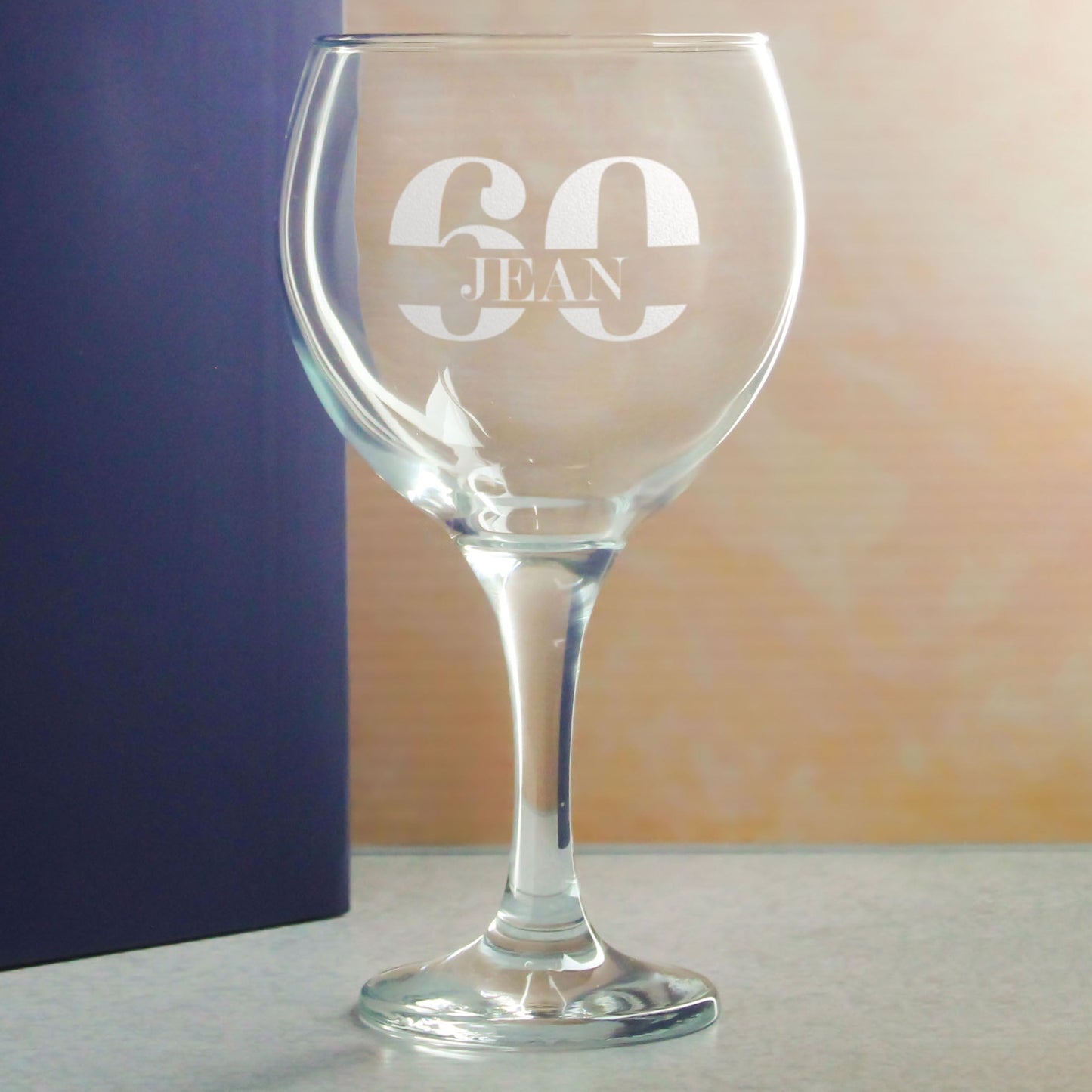 Engraved Gin Balloon Cocktail Glass with Name in 60 Design