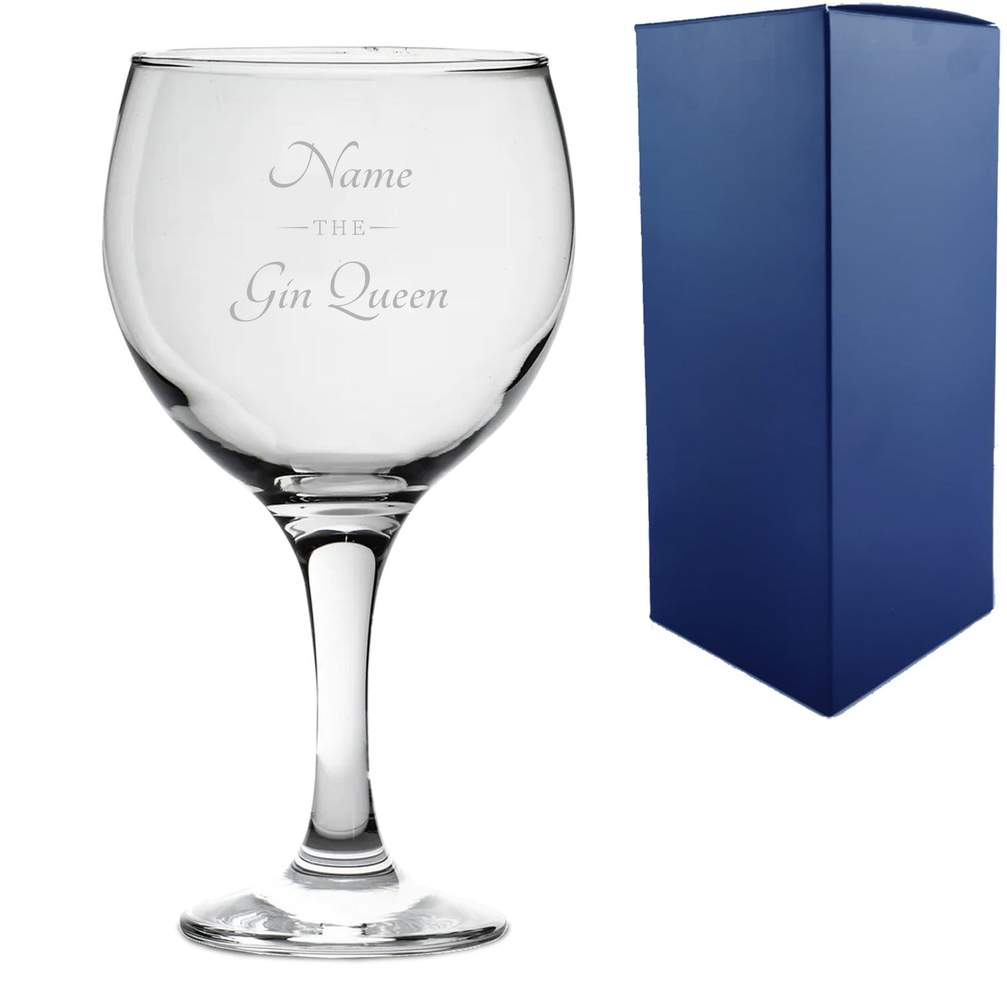 Engraved Gin Balloon and Tumbler Cocktail Glasses with Personalised Designs and Gift Box