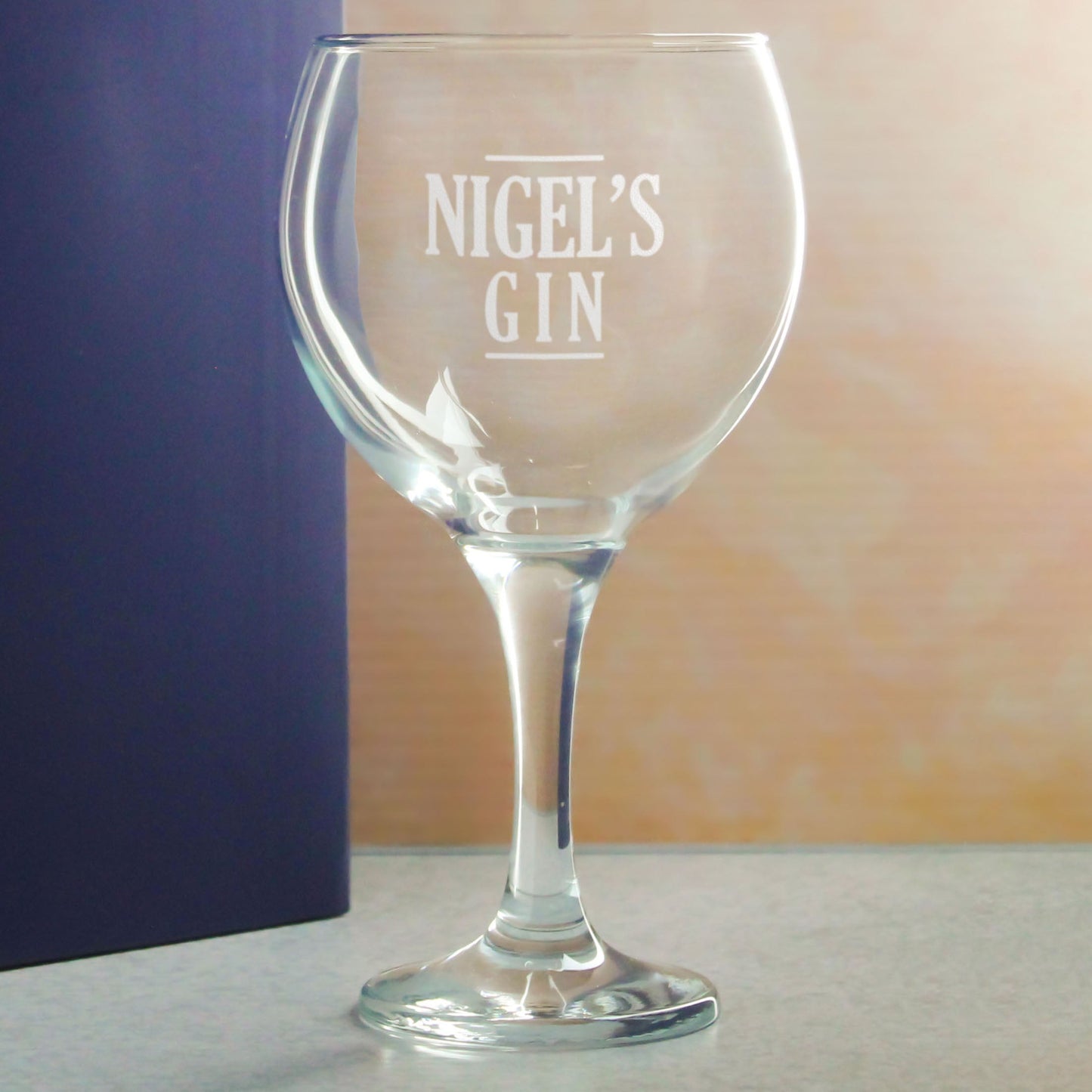 Engraved Gin Balloon Cocktail Glass with Name's Gin Serif Design, Personalise with Any Name
