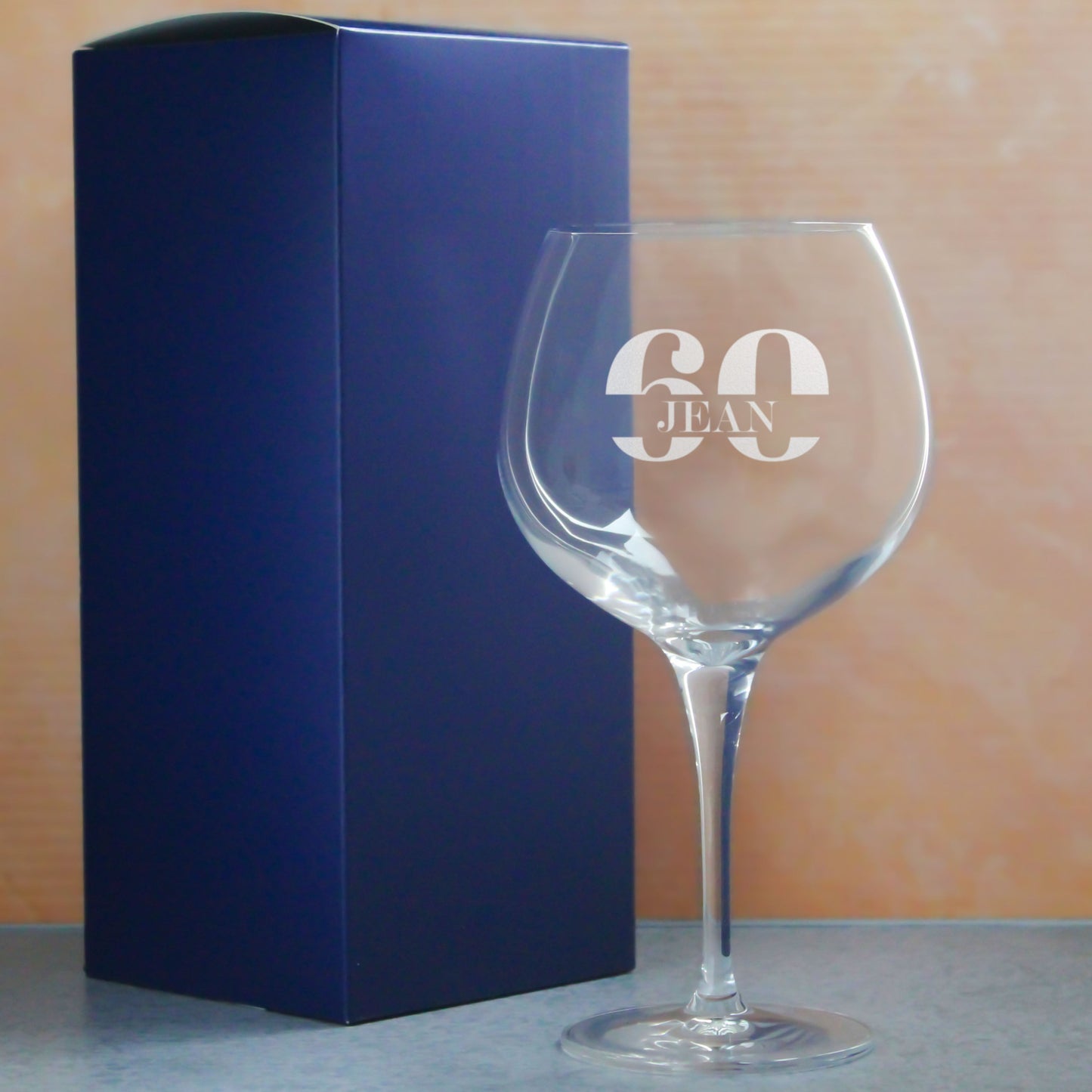Engraved Primeur Gin Balloon Cocktail Glass with Name in 60 Design