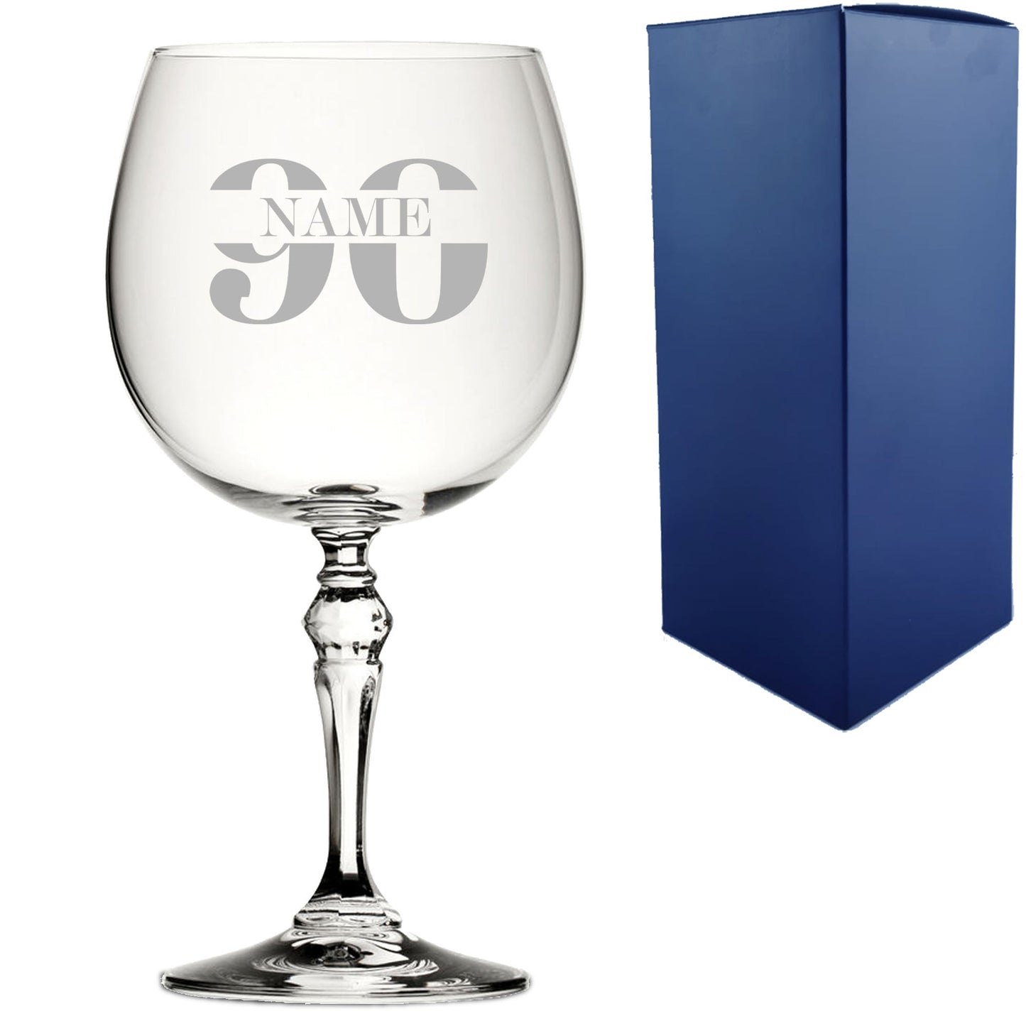 Engraved Crystal Gin and Tonic Cocktail Glass with Name in 90 Design