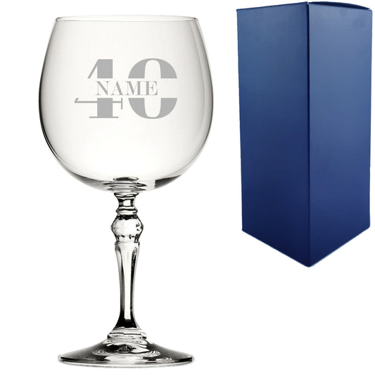Engraved Crystal Gin and Tonic Cocktail Glass with Name in 40 Design