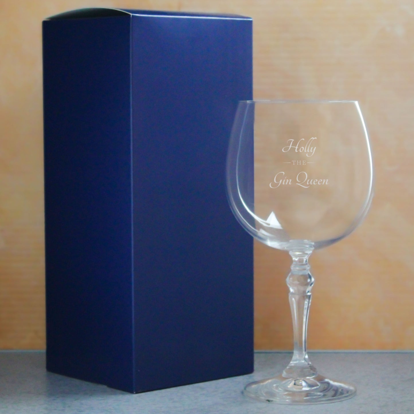 Engraved Crystal Gin and Tonic Cocktail Glass with The Gin Queen Design, Personalise with Any Name
