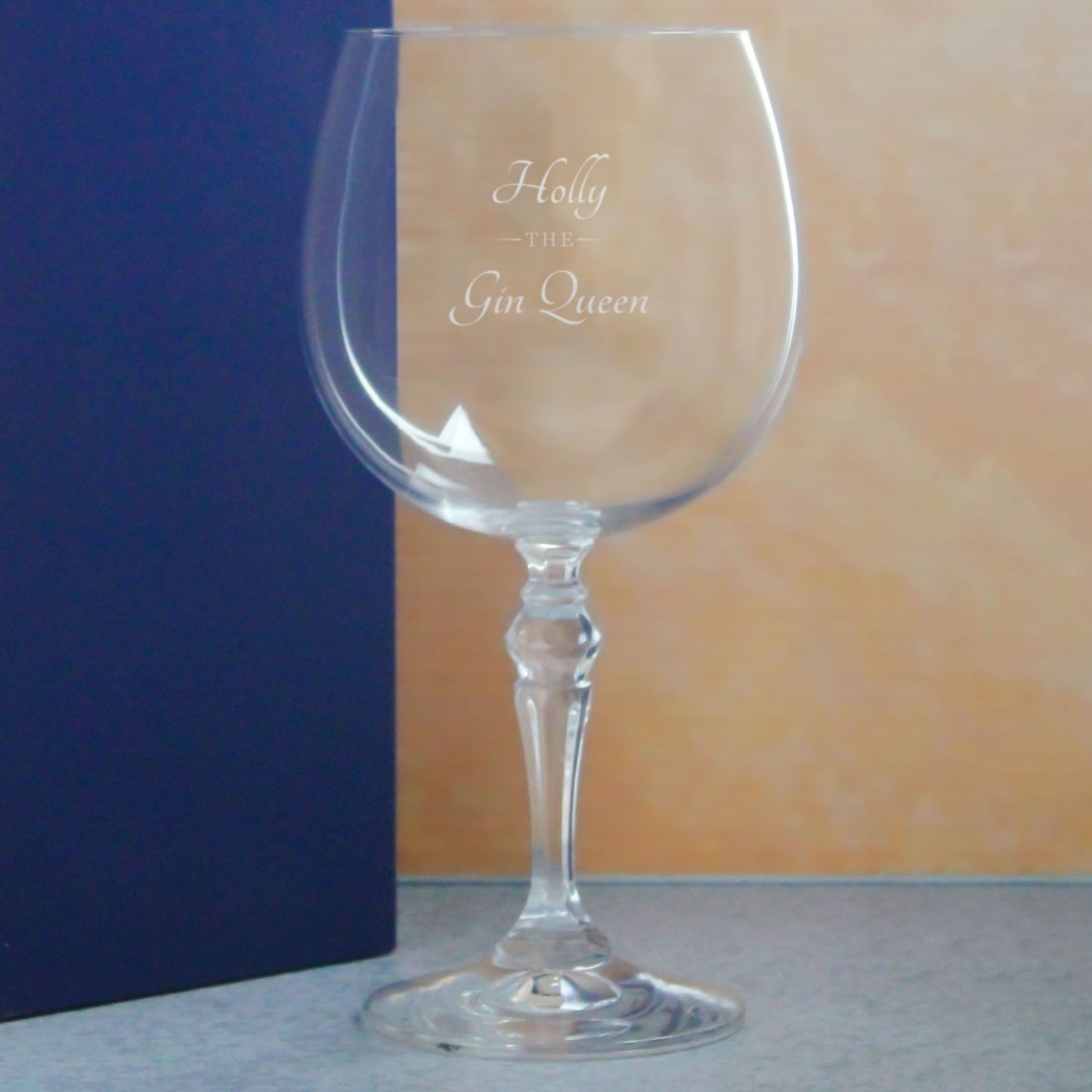 Engraved Crystal Gin and Tonic Cocktail Glass with The Gin Queen Design, Personalise with Any Name