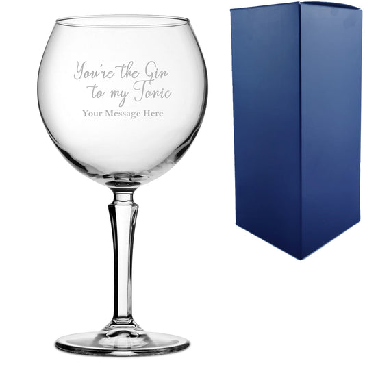 Engraved Hudson Gin Balloon with You're the Gin to My Tonic Design, Personalise with Any Message