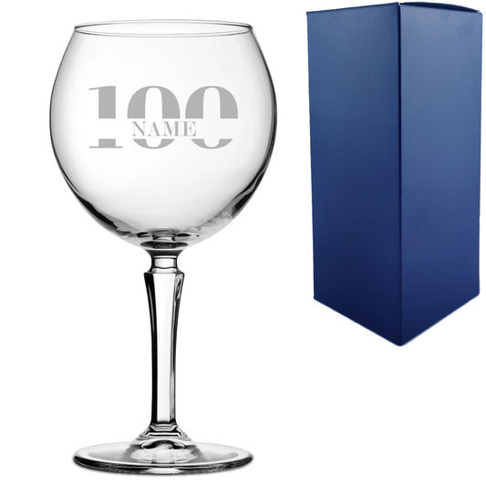 Engraved Hudson Gin Balloon Cocktail Glass with Name in 100 Design