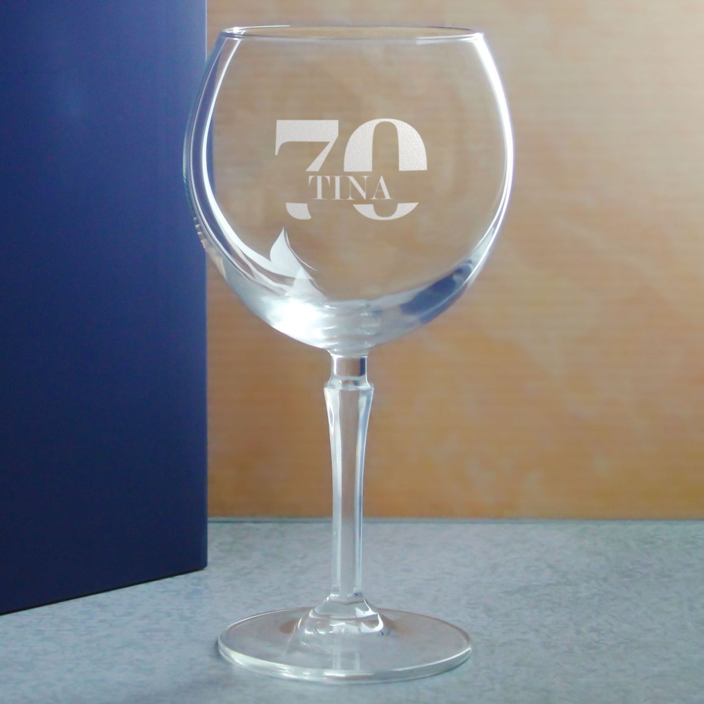 Engraved Hudson Gin Balloon Cocktail Glass with Name in 70 Design
