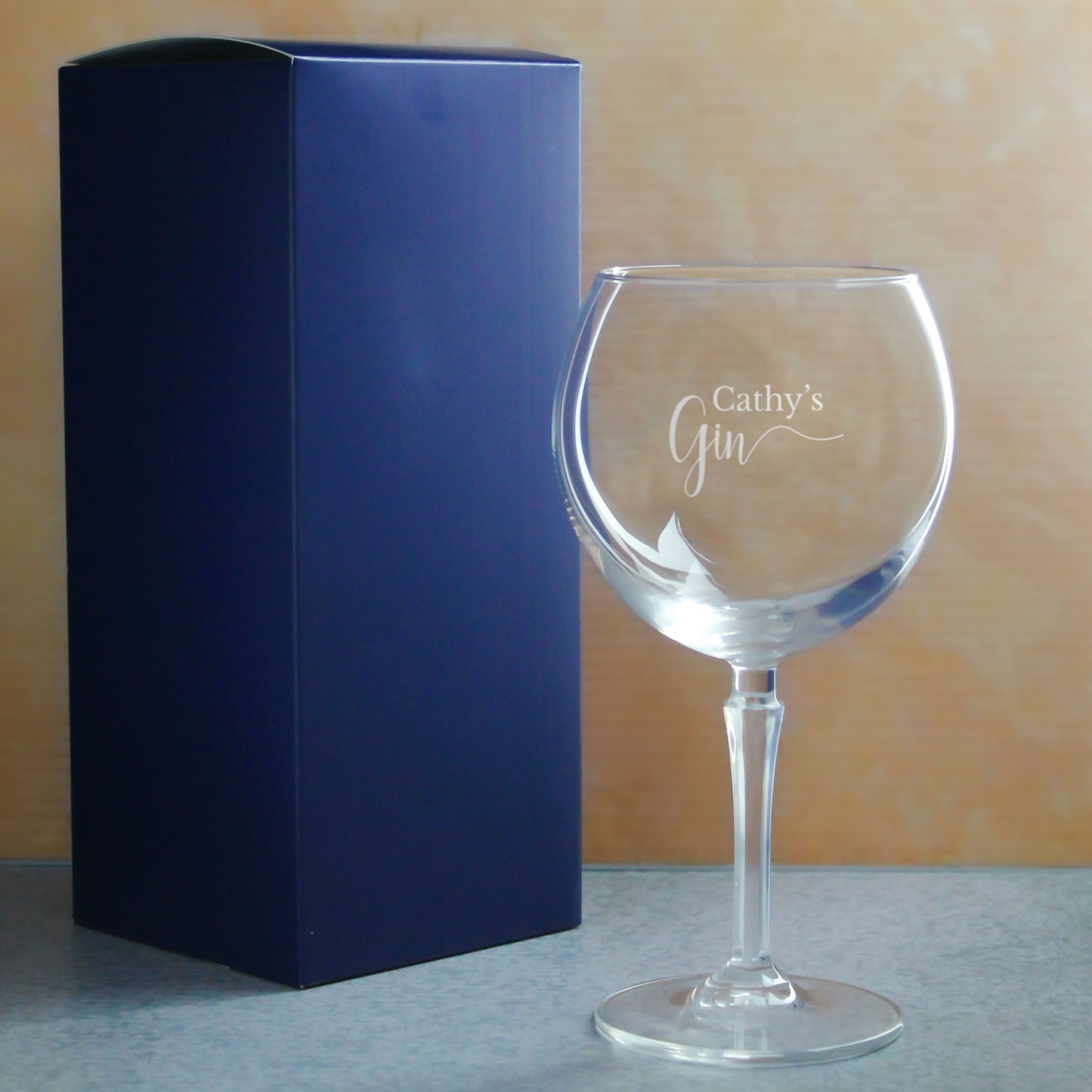 Engraved Hudson Gin Balloon Cocktail Glass with Name's Gin Design, Personalise with Any Name