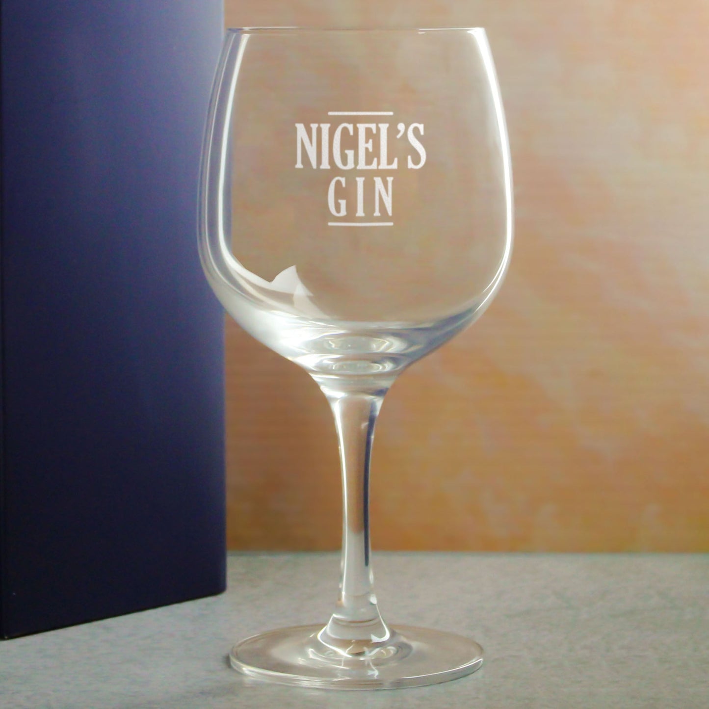 Engraved Spanish Gin Copa Balloon Cocktail Glass with Name's Gin Serif Design, Personalise with Any Name