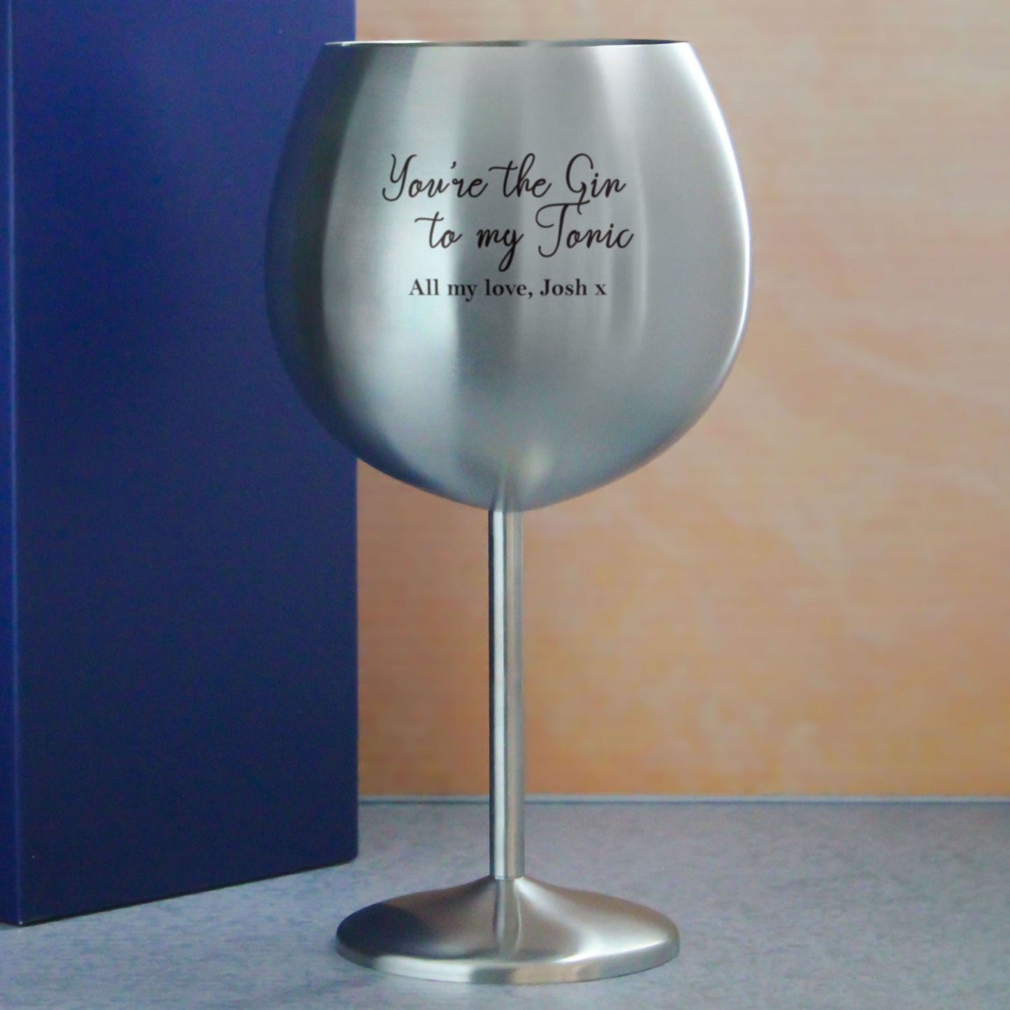 Engraved Gin Balloon and Tumbler Cocktail Glasses with Personalised Designs and Gift Box