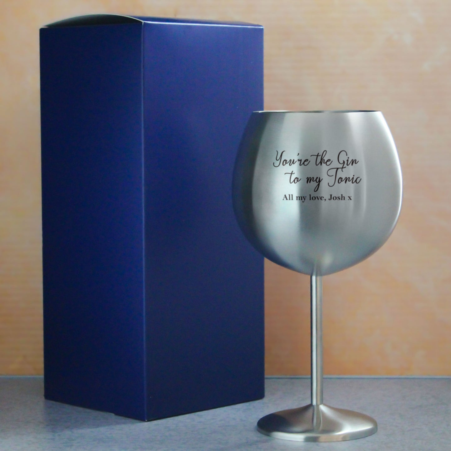 Engraved Gin Balloon and Tumbler Cocktail Glasses with Personalised Designs and Gift Box