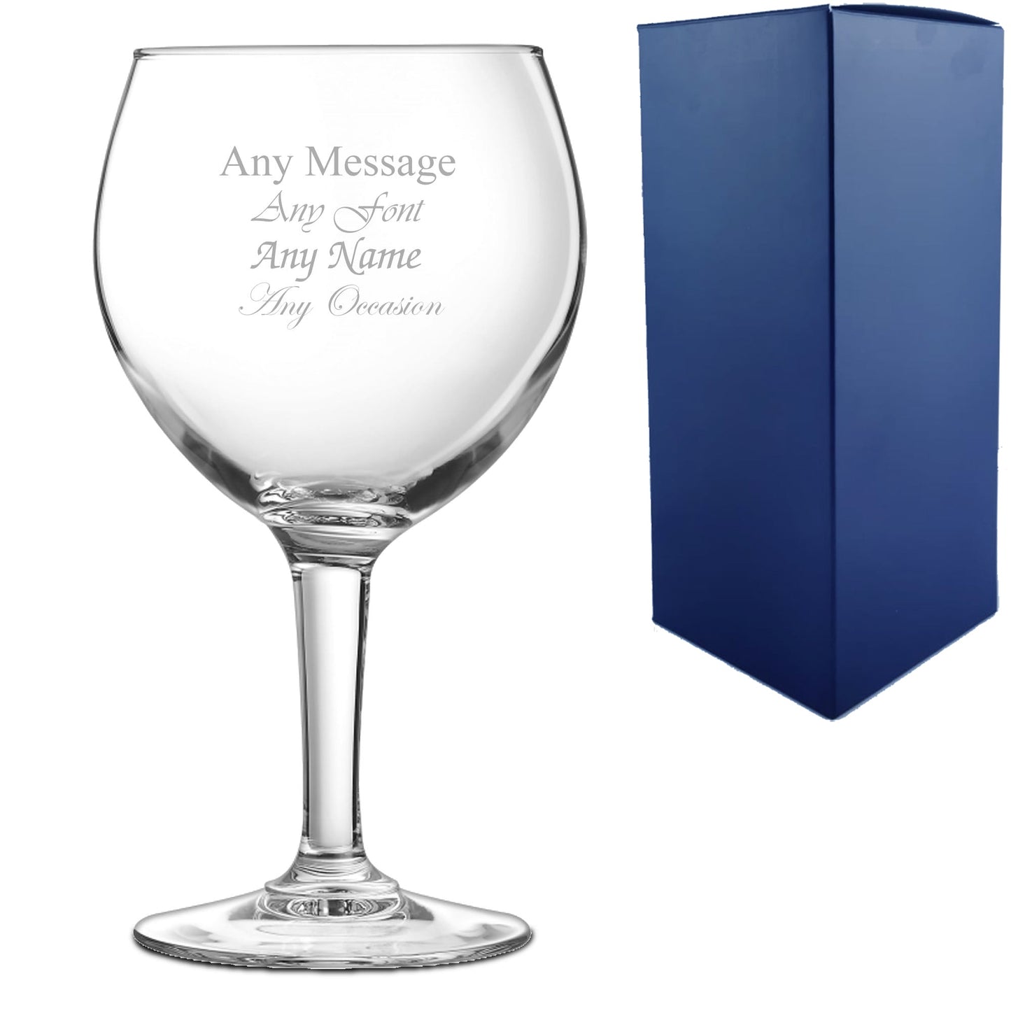Engraved Gin Balloon and Tumbler Cocktail Glasses with Personalised Designs and Gift Box