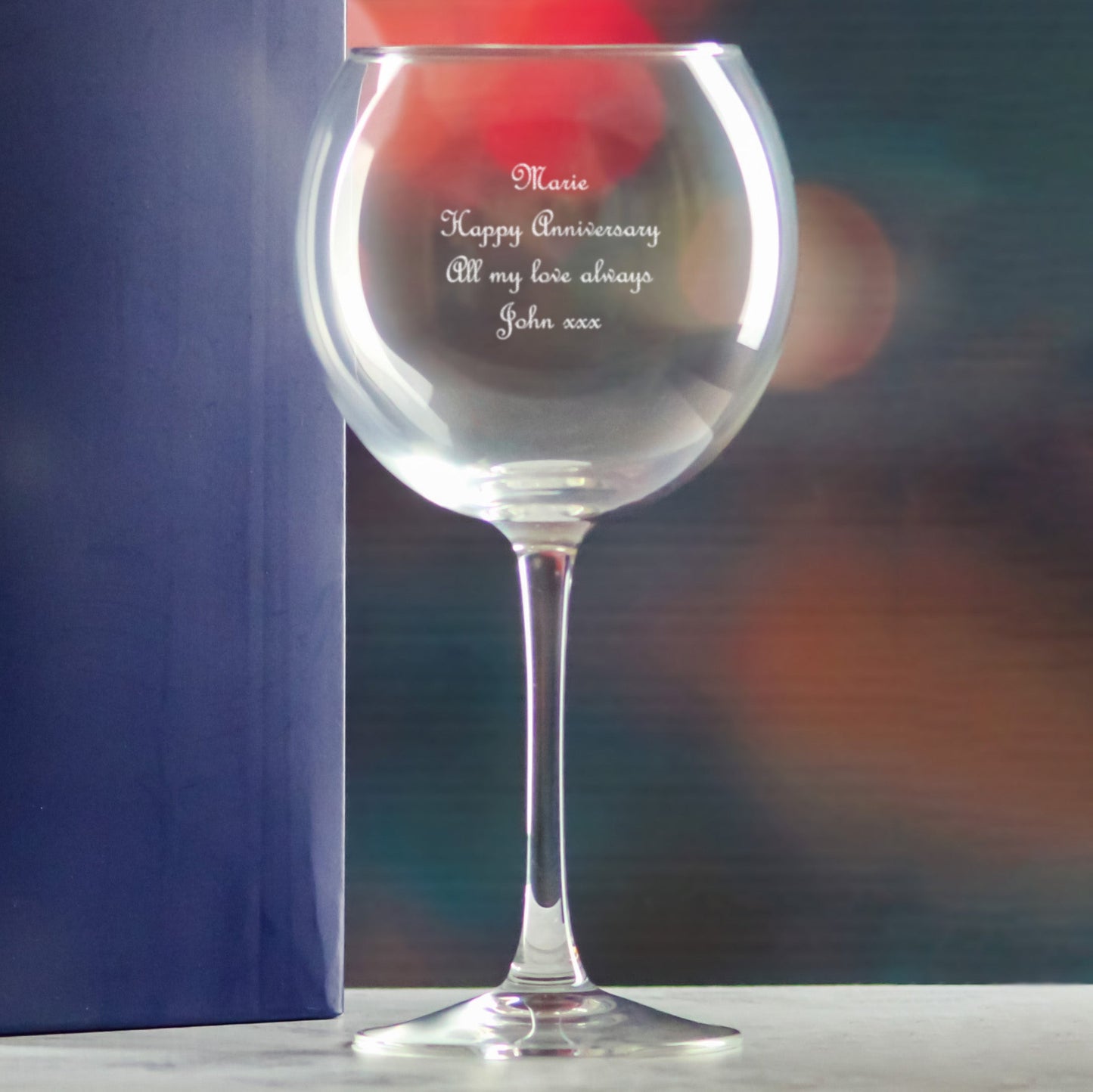 Engraved Gin Balloon and Tumbler Cocktail Glasses with Personalised Designs and Gift Box