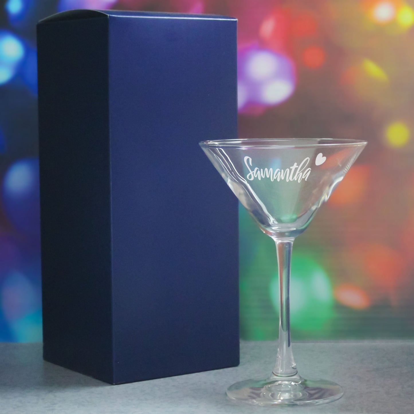 Engraved Enoteca Martini Cocktail Glass with Name with Heart Design, Personalise with Any Name