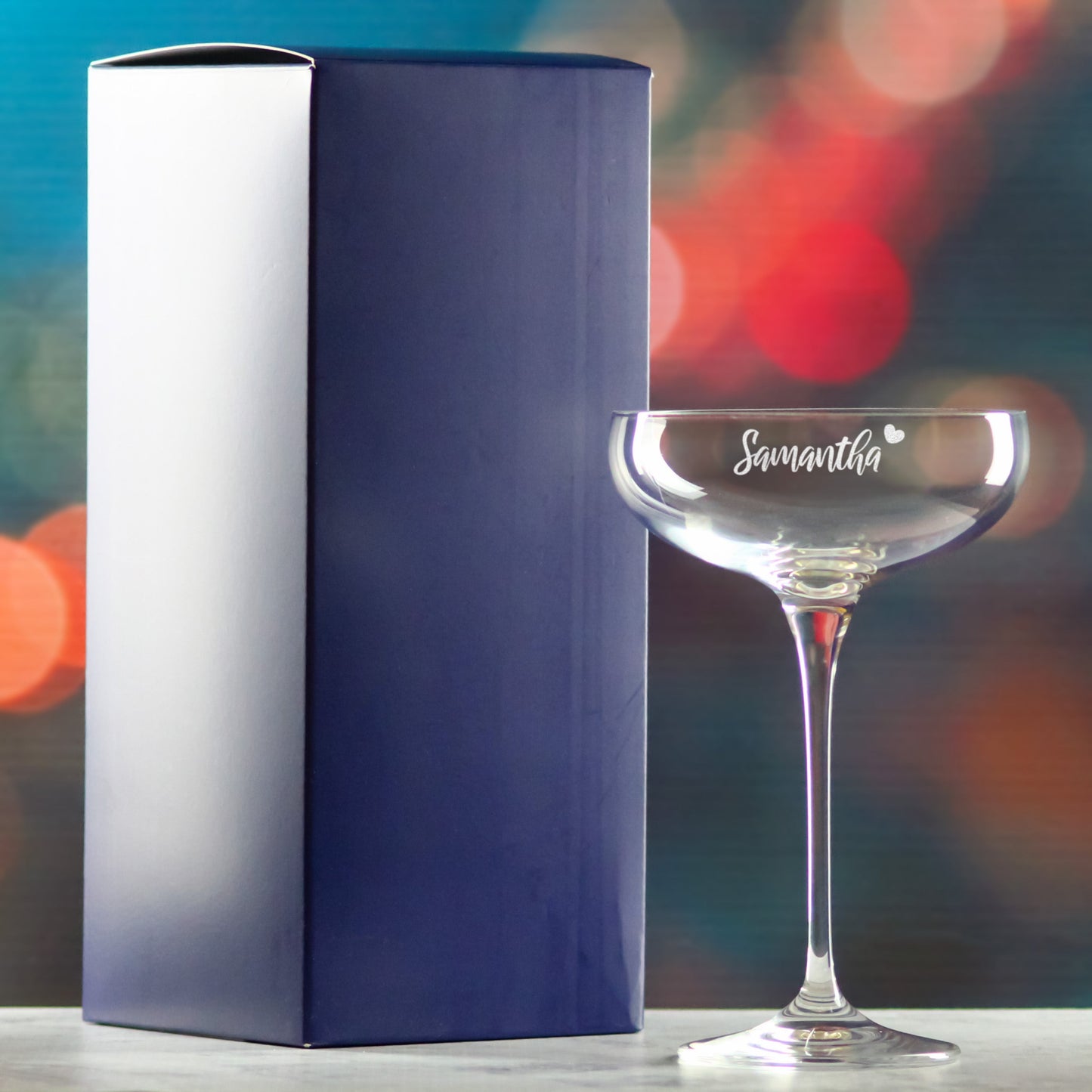 Engraved Infinity Cocktail Saucer with Name with Heart Design, Personalise with Any Name