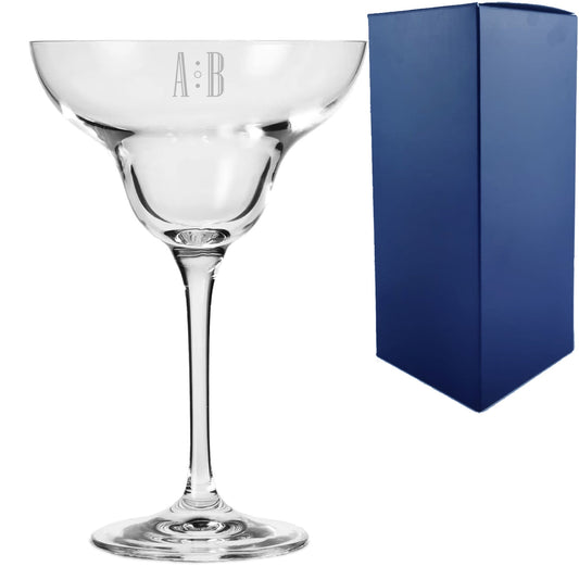 Engraved Crystal Infinity Margarita Cocktail Glass with Initials Design, Personalise with Any Name
