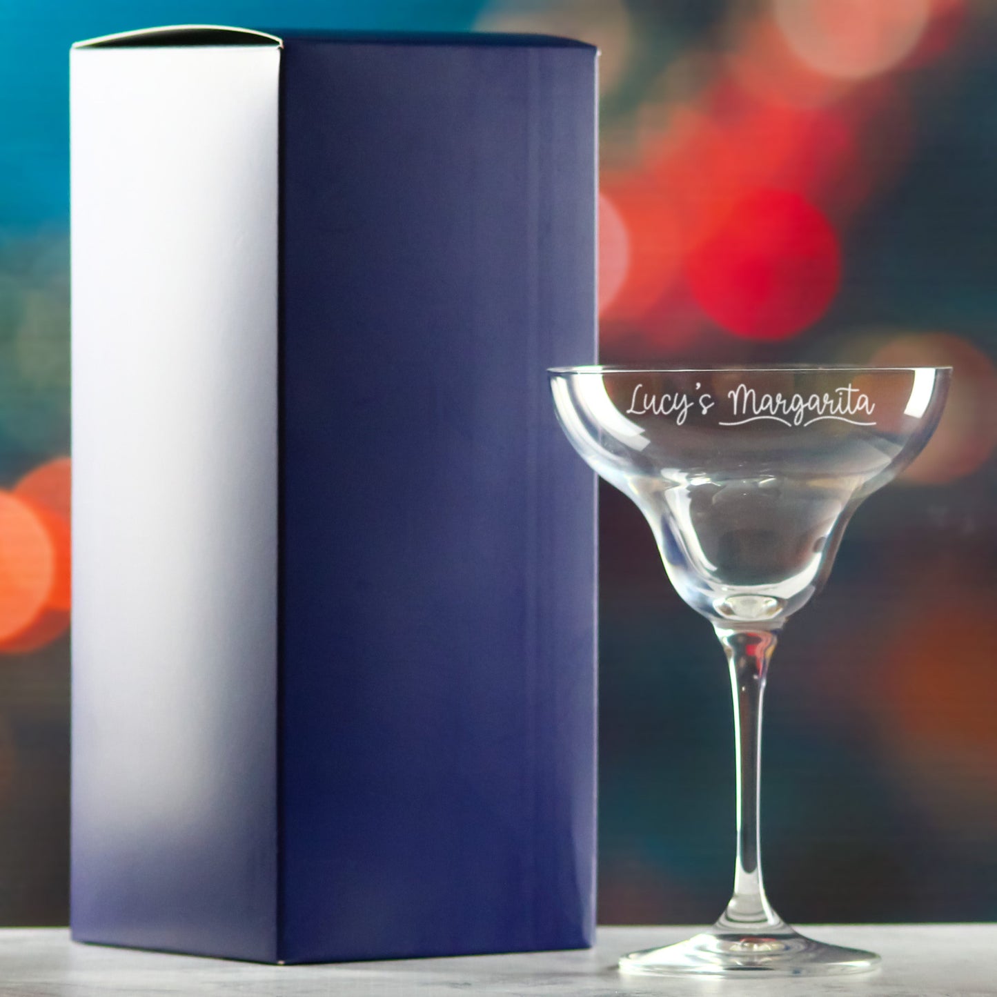 Engraved Infinity Margarita Cocktail Glass with Name's Margarita Design, Personalise with Any Name