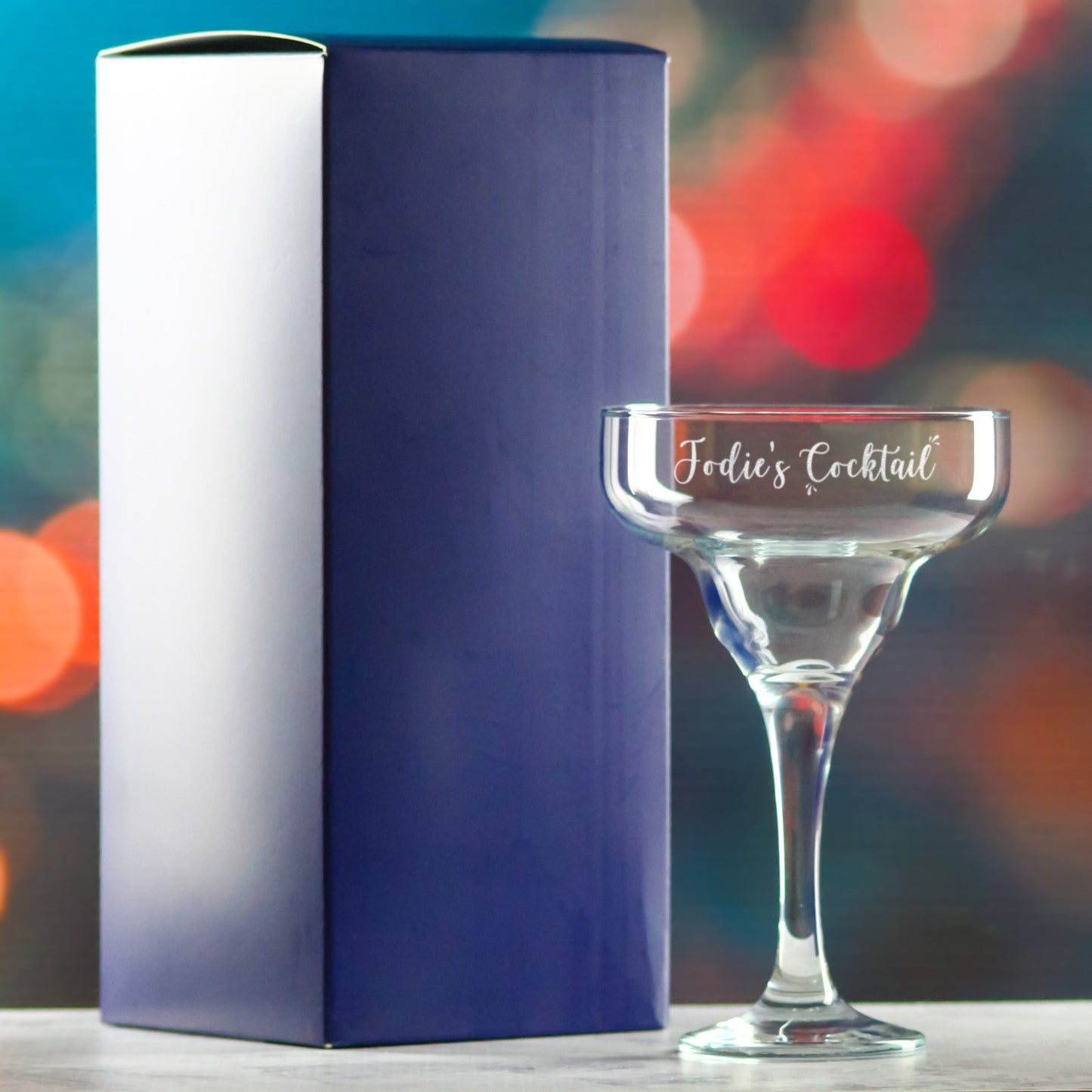 Engraved 295ml Margarita Cocktail Glass with Name's Cocktail Design, Personalise with Any Name