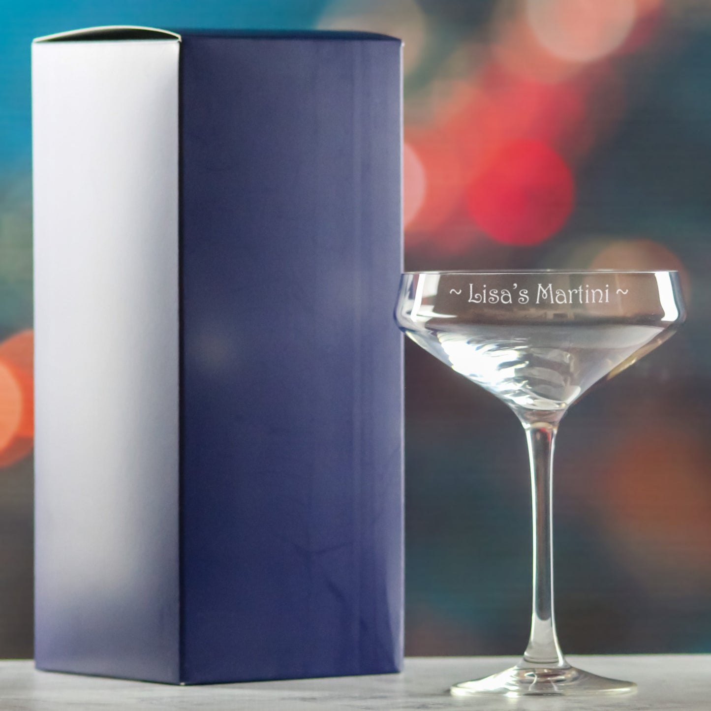 Engraved Cabernet Cocktail Champagne Saucer, Personalise with Any Name or Message