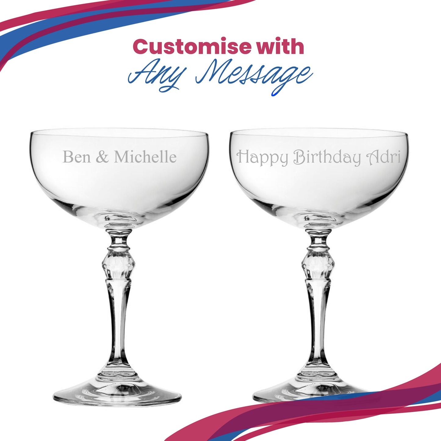 Engraved Personalised Cocktail & Bar Glassware, Custom Name or Message, Gift Box Included