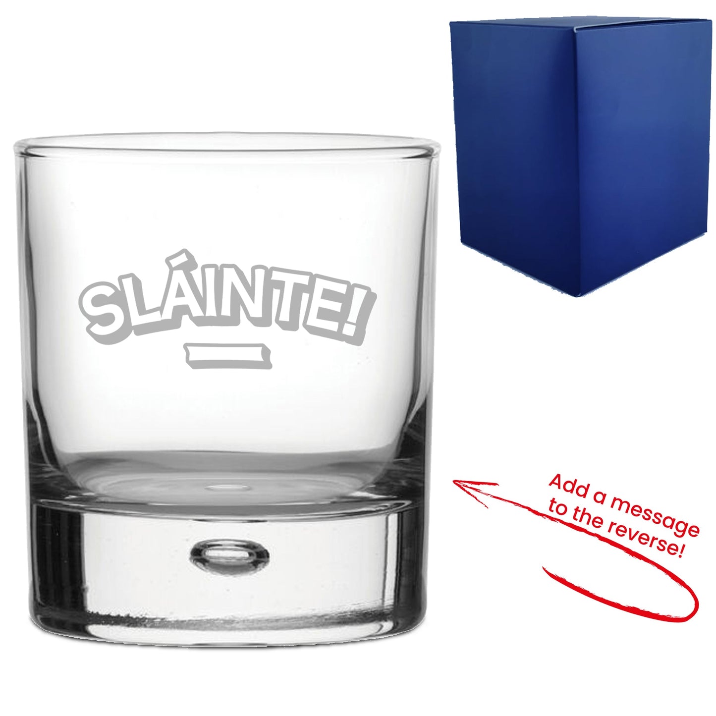 Engraved Whisky Glass with Slainte Design, Add a Personalised Message to the Reverse