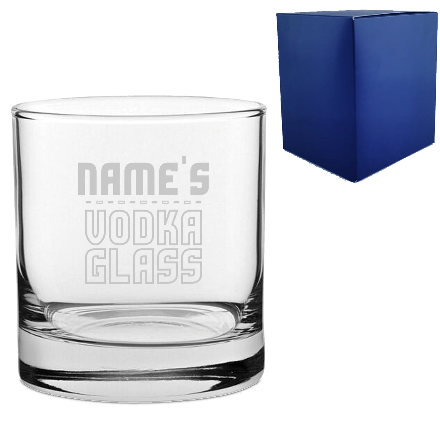 Personalised Engraved Vodka Short Tumbler with 'Name's Vodka Glass' Design