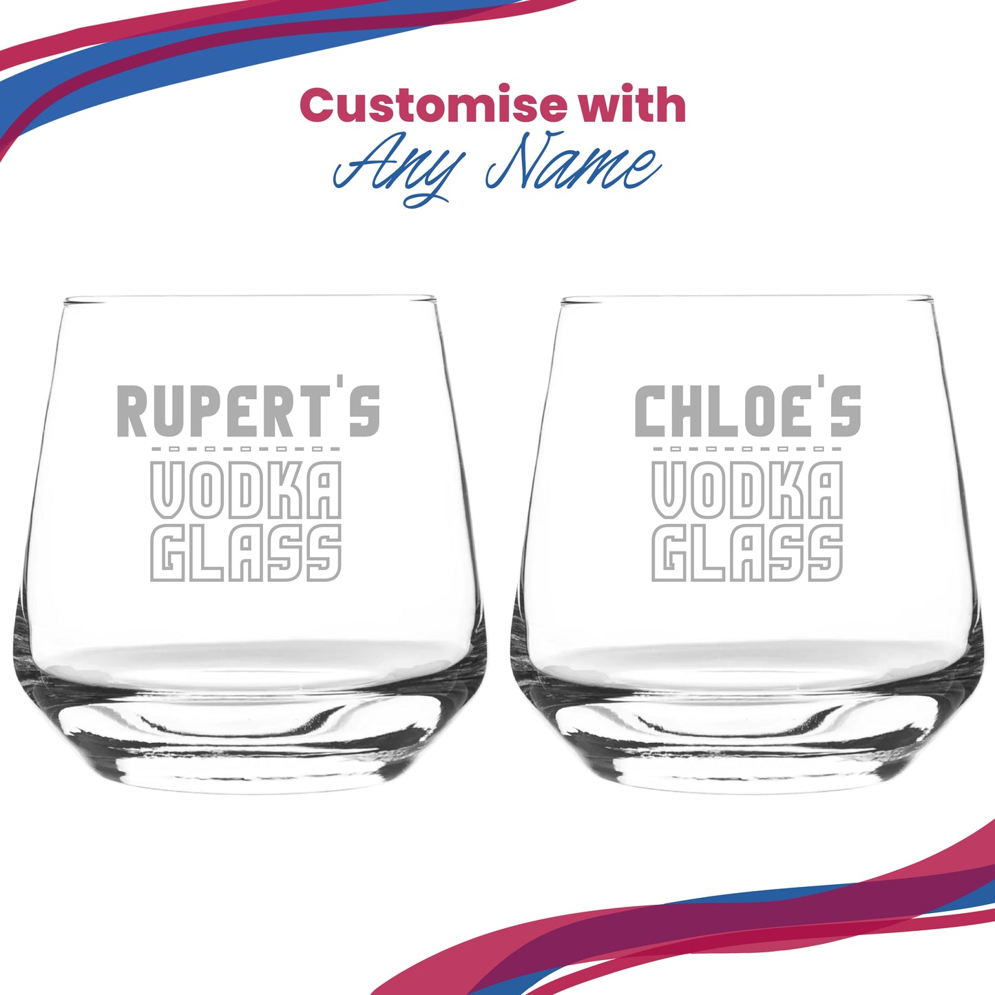 Personalised Engraved Vodka Short Tallo Tumbler with 'Name's Vodka Glass' Design