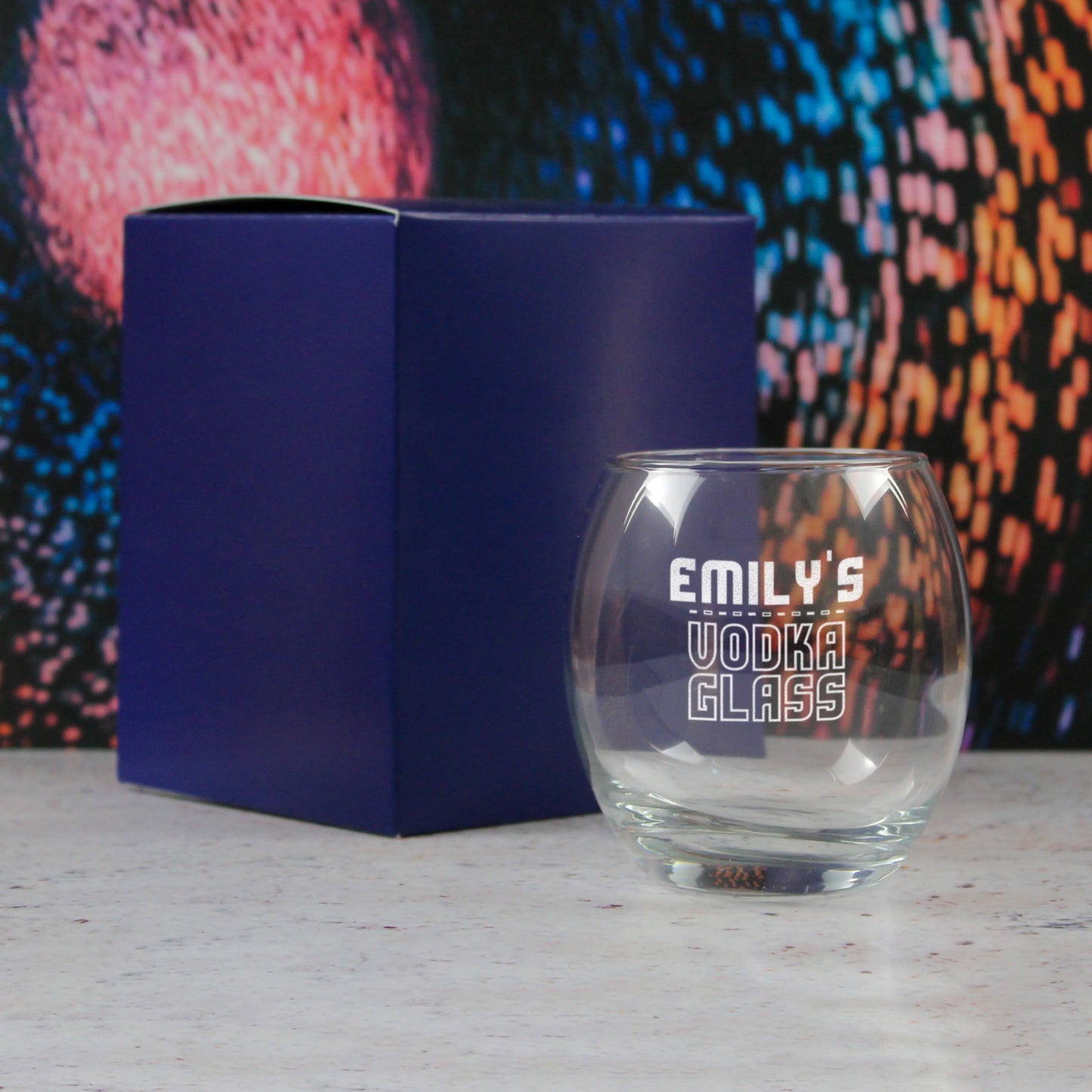 Personalised Engraved Vodka Short Tondo Tumbler with 'Name's Vodka Glass' Design