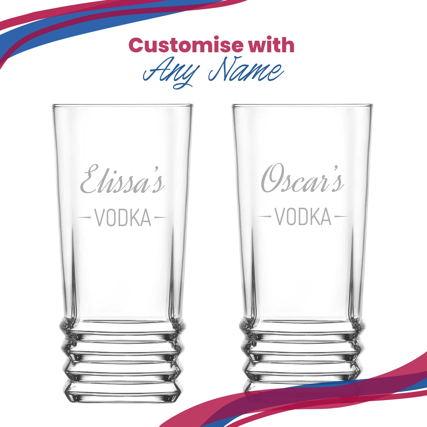 Personalised Engraved Novelty Vodka Elegan Hiball with 'Name's Vodka' Design