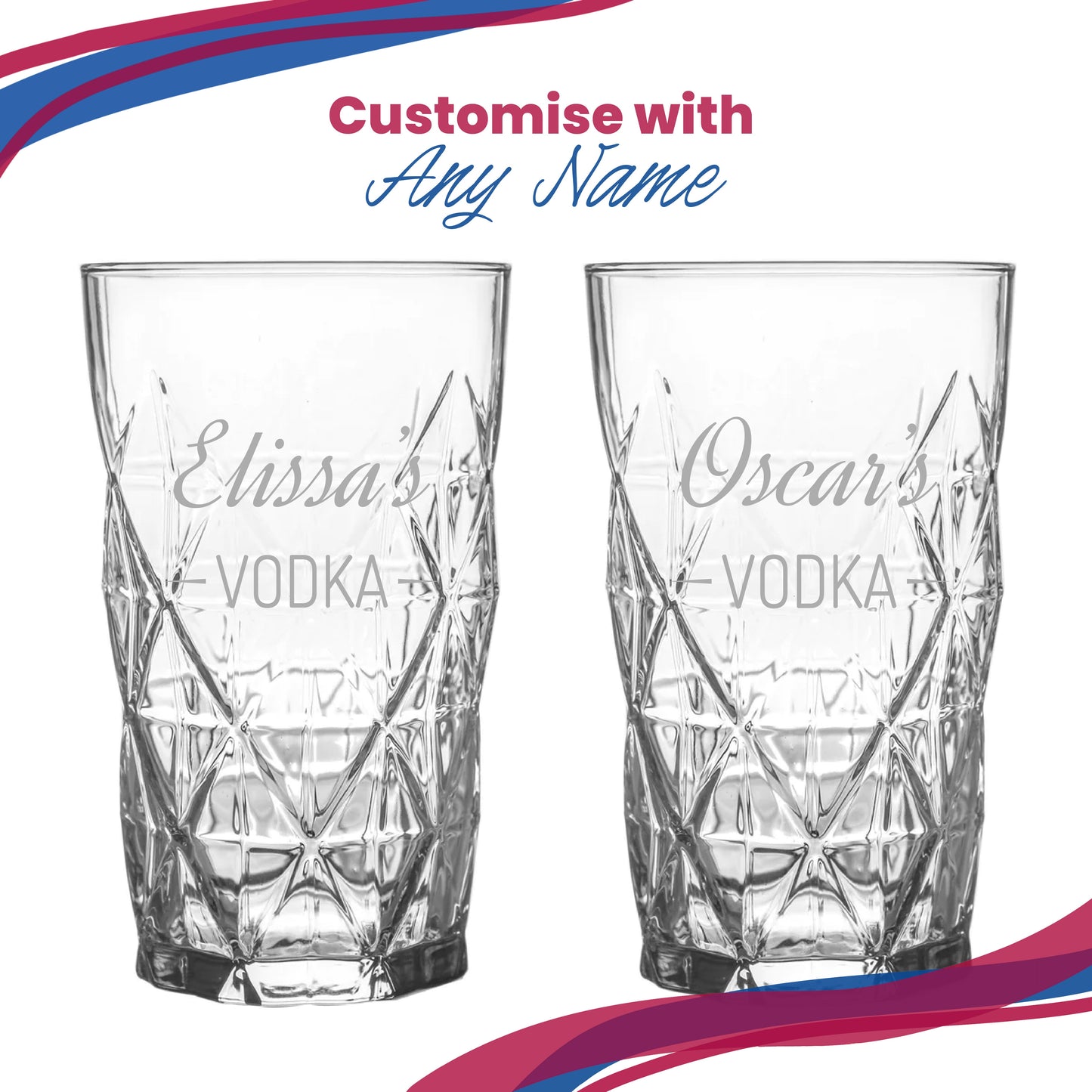 Personalised Engraved Novelty Vodka Keops Hiball with 'Name's Vodka' Design