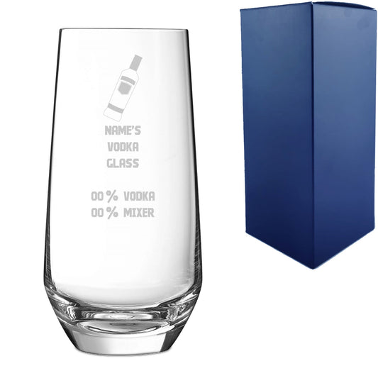Personalised Engraved Vodka Lima Hiball with 'Name's Vodka Glass and Mixer' Design
